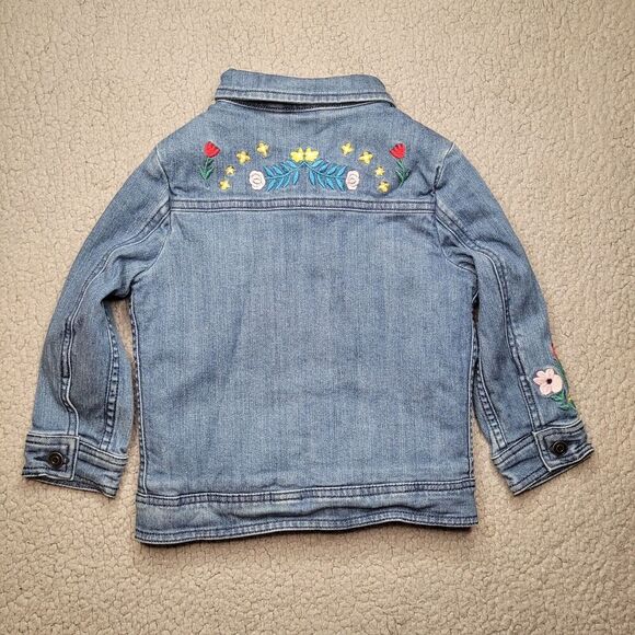 Hanna Andersson Jacket Kids Toddler 4 Blue Denim Sherpa Lined Applique Novelty - Picture 4 of 12